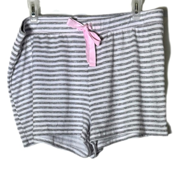 Laura Ashley Gray and Pink Striped Sleep Shorts - Picture 1 of 3